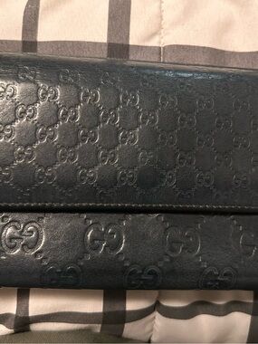 Gucci Black Guccissima GG Bree Continental Leather wallet